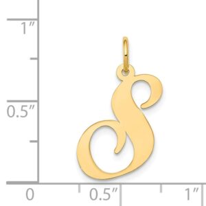 Solid 14k Yellow Gold Large Unique Script Initial Letter S Alphabet Charm Pendant 22mm