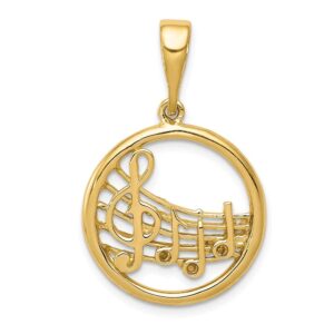 solid 14k yellow gold musical notes pendant charm - 28mm x 19mm