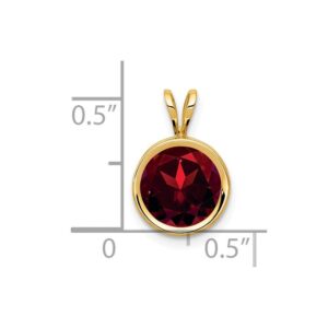 Solid 14k Yellow Gold 8mm Garnet January Red Gemstone bezel Pendant Charm - 13mm x 9mm