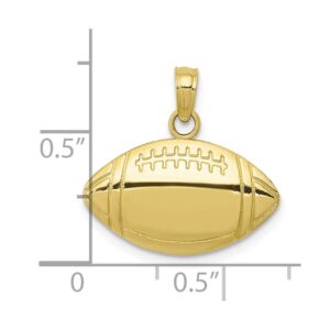 Solid 10k Yellow Gold Football Pendant Charm