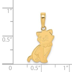 Solid 14k Yellow Gold Sitting Cat Pendant Charm - 21mm x 10mm