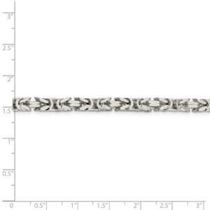 Solid 925 Sterling Silver 5mm Square Byzantine Chain Necklace - with Secure Lobster Lock Clasp 20"