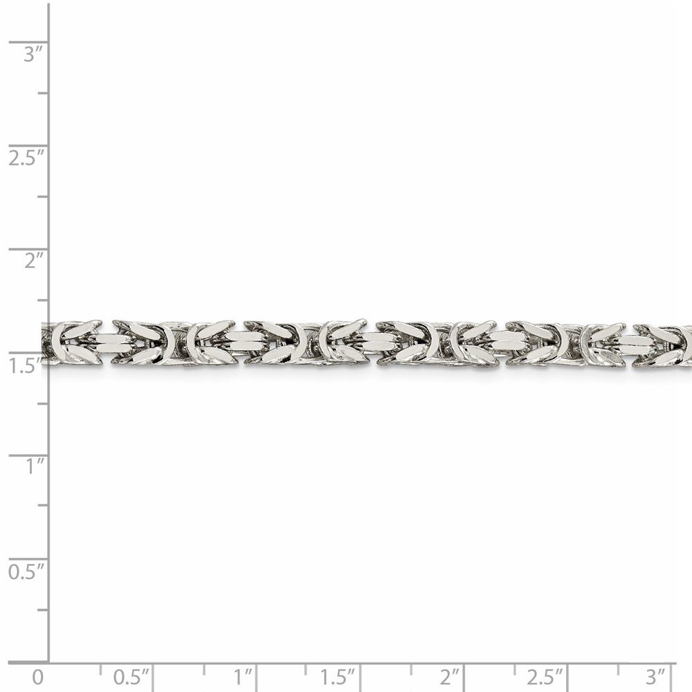 Solid 925 Sterling Silver 5mm Square Byzantine Chain Necklace - with Secure Lobster Lock Clasp 20"