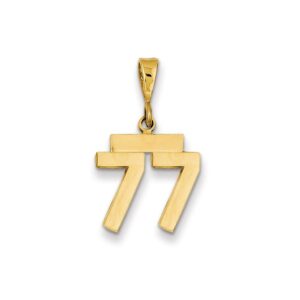 solid 14k yellow gold small number 77 charm pendant