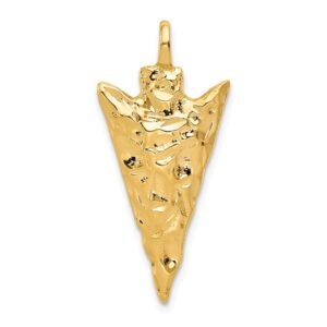 Solid 14k Yellow Gold Arrow Head Charm Pendant - 31mm x 14mm