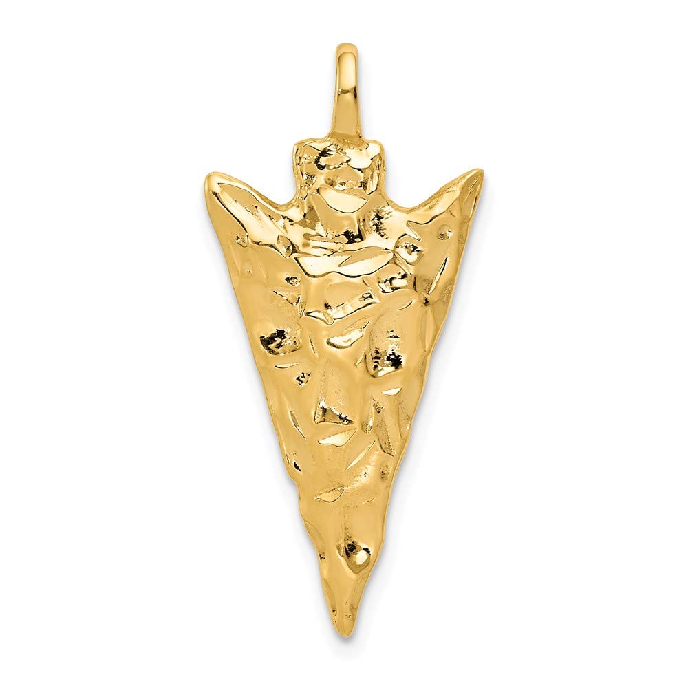 Solid 14k Yellow Gold Arrow Head Charm Pendant - 31mm x 14mm