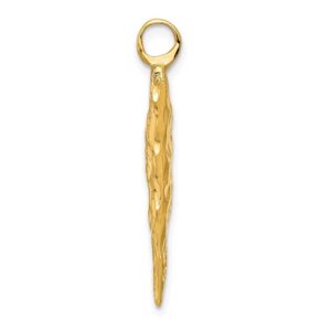 Solid 14k Yellow Gold Arrow Head Charm Pendant - 31mm x 14mm