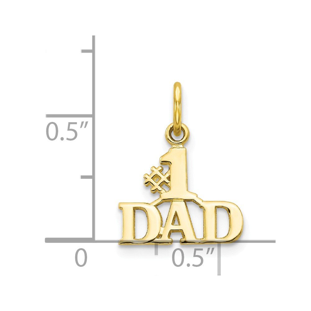 Solid 10k Yellow Gold Number One # 1 Dad Charm Pendant - 17mm x 13mm