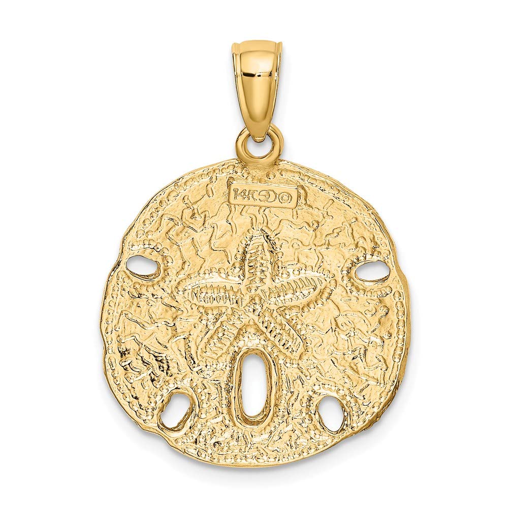 Solid 14k Yellow Gold Sand Dollar Charm Pendant - 20mm x 20mm