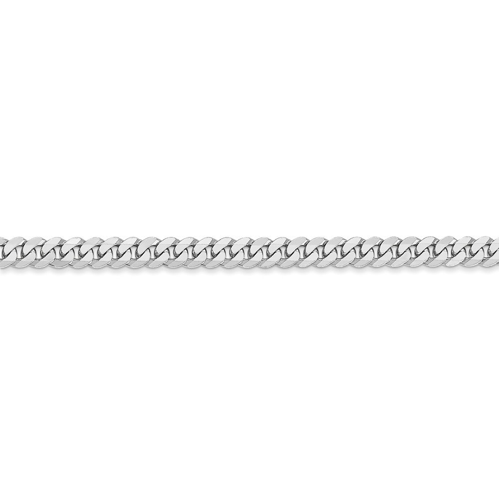 Solid 14k White Gold 3.2mm Beveled Curb Cuban Chain Necklace - with Secure Lobster Lock Clasp 20"