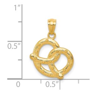 Solid 14k Yellow Gold Pretzel Pendant Charm - 21mm x 15mm