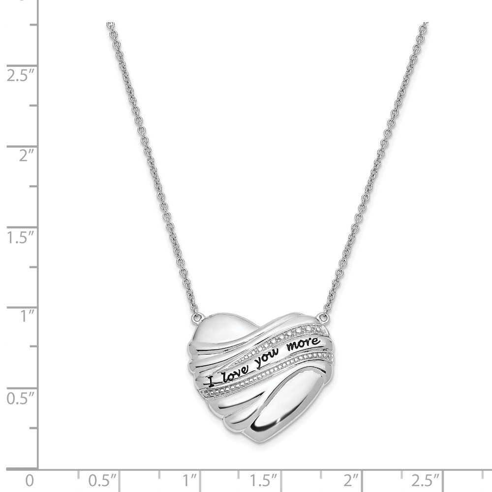 Solid 925 Sterling Silver Vintage Antiqued I Love You More 18in. Pendant Necklace Charm Chain 18"