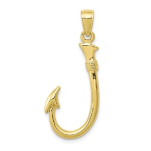 solid 10k yellow gold fish hook pendant charm