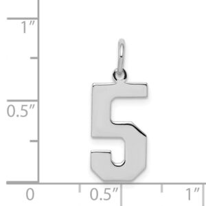 Solid 925 Sterling Silver Medium Number 5 Charm Pendant - 21mm x 8mm