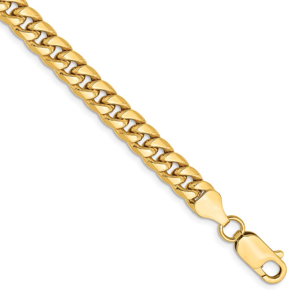 Sonia Jewels 14k Yellow Gold 6mm Miami Cuban Curb Chain Bracelet - with Secure Lobster Lock Clasp 7"