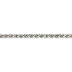 Solid 925 Sterling Silver 3mm Diamond-cut Rope Chain Necklace - with Secure Lobster Lock Clasp 22"