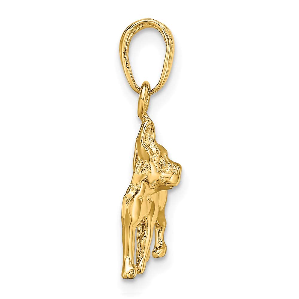 Solid 14k Yellow Gold Boston Terrier Dog Pendant Charm - 20mm x 13mm