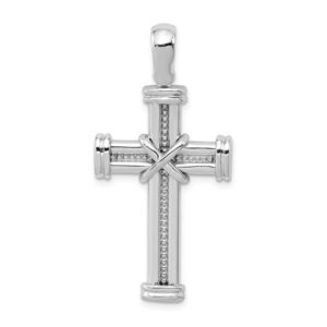 Solid 14k White Gold Latin Cross Pendant Charm - 41mm x 20mm