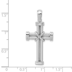 Solid 14k White Gold Latin Cross Pendant Charm - 41mm x 20mm