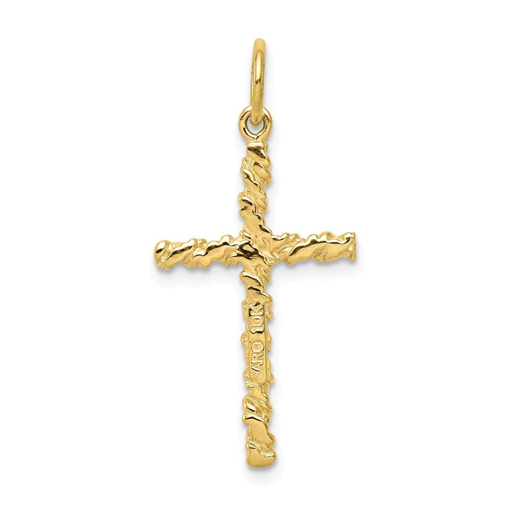 Solid 10k Yellow Gold Nugget Cross Charm Pendant - 30mm x 16mm - Jewelry Gifts For Women Wife Mom Gifts For Men Husband Dad