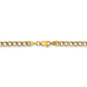 Sonia Jewels 14k White and Yellow Gold Two Toned 4.3mm Pave Curb Cuban Bracelet - with Secure Lobster Lock Clasp 8"