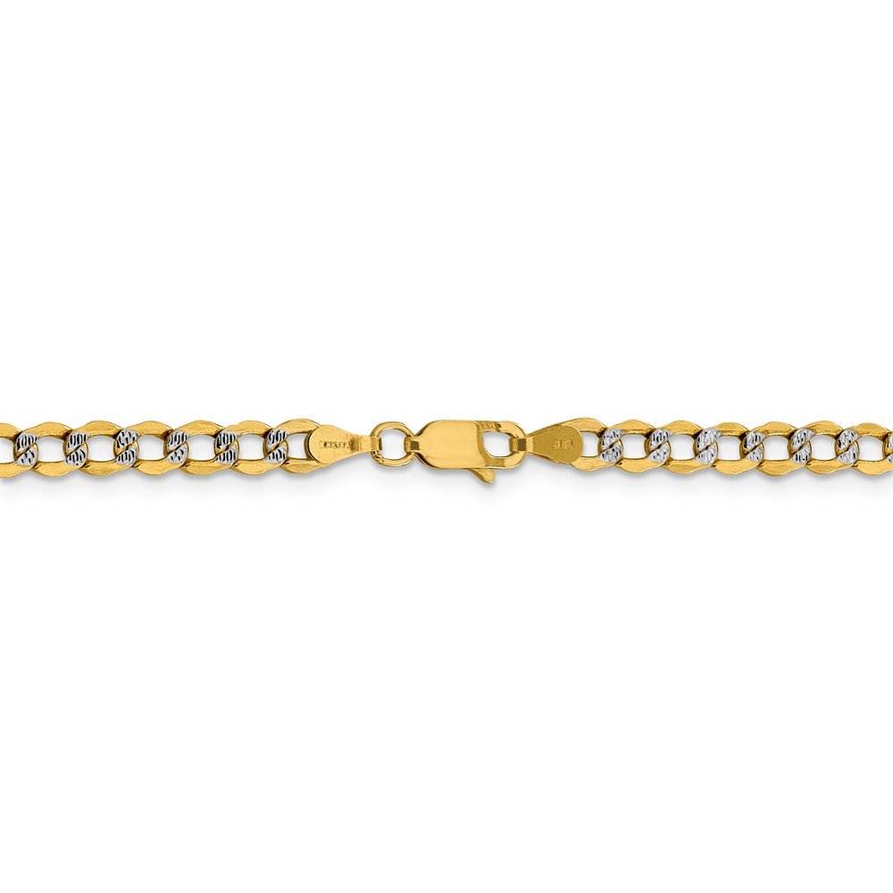 Sonia Jewels 14k White and Yellow Gold Two Toned 4.3mm Pave Curb Cuban Bracelet - with Secure Lobster Lock Clasp 8"