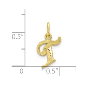 Solid 10k Yellow Gold Initial Letter T Alphabet Charm Pendant