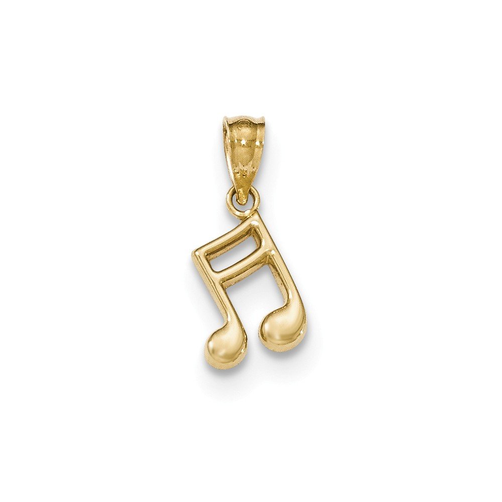 Solid 14k Yellow Gold Music Note Pendant Charm