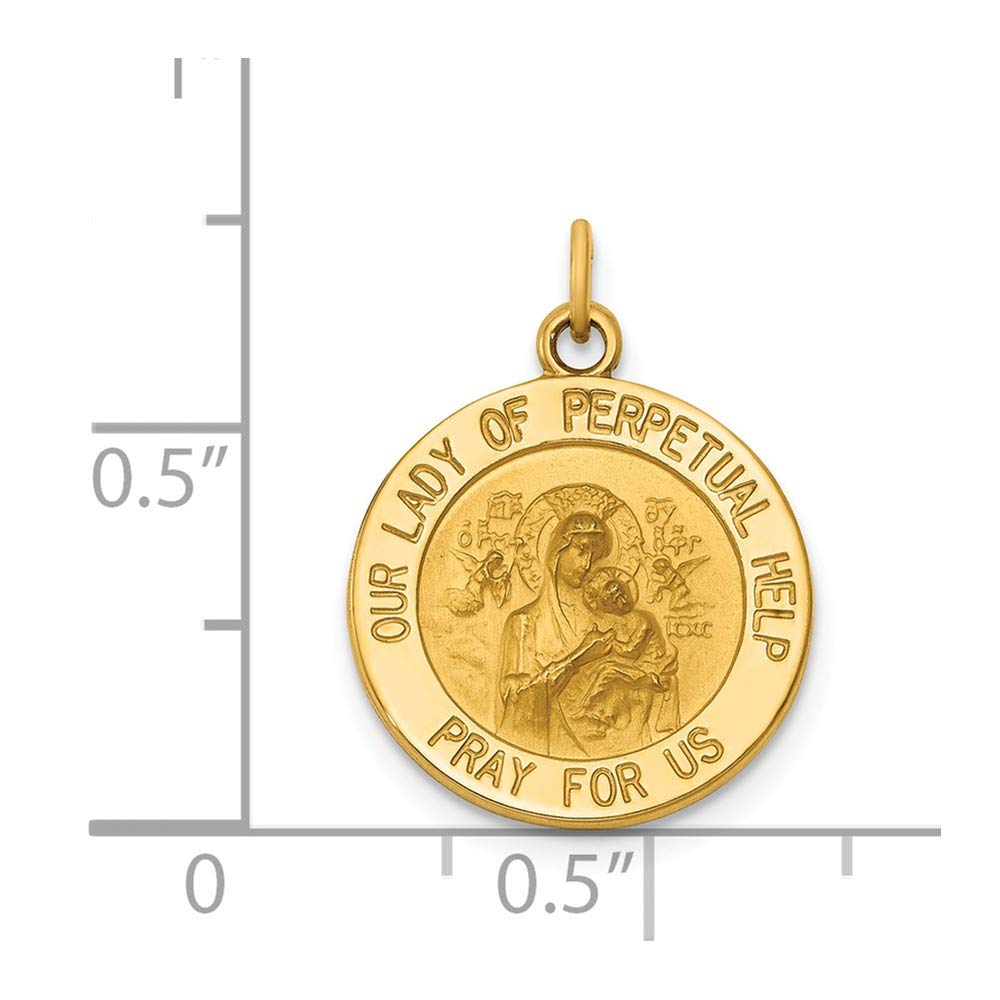 Solid 14k Yellow Gold Our Lady of Perpetual Help Medal Charm Pendant - 21mm x 15mm