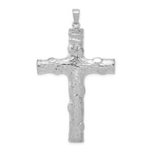 solid 14k white gold 2-d and large nugget cross charm pendant 58mm