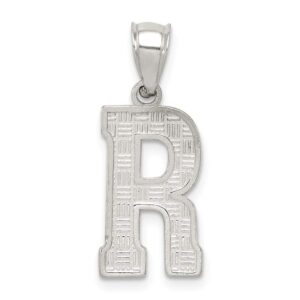 Solid 925 Sterling Silver Initial Letter R Alphabet Charm Pendant 25mm