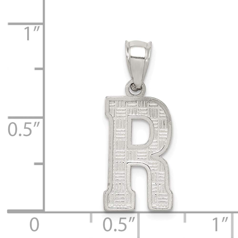 Solid 925 Sterling Silver Initial Letter R Alphabet Charm Pendant 25mm