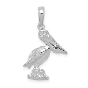 Solid 10k White Gold Pelican Pendant Charm