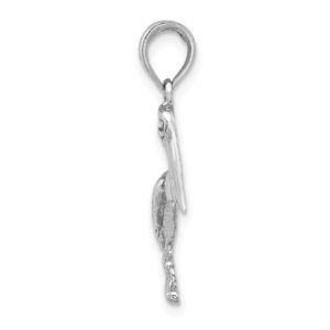 Solid 10k White Gold Pelican Pendant Charm