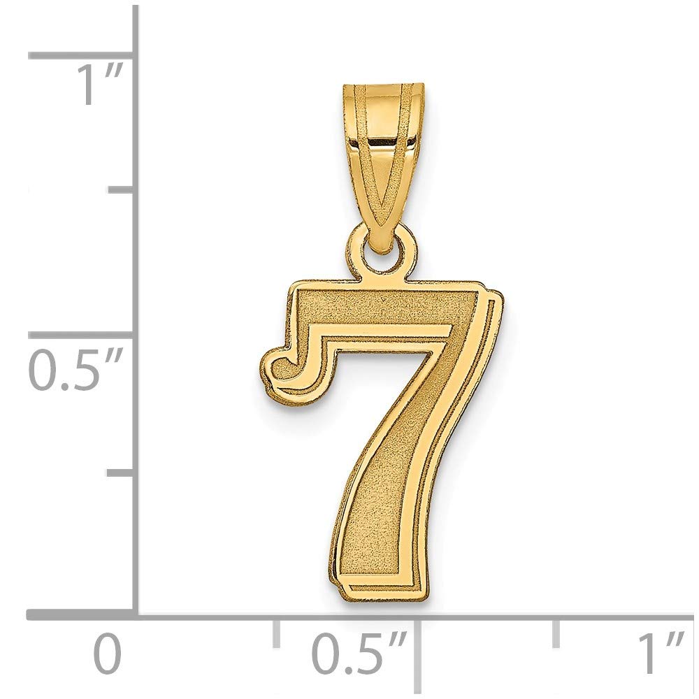 Solid 14k Yellow Gold Etched Number 7 Pendant Charm