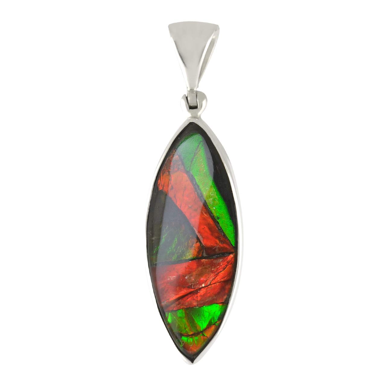 Starborn Ammolite and Sterling Silver Marquise Shape Pendant