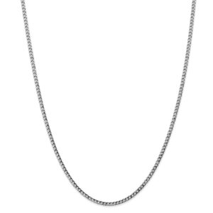 sonia jewels 14k white gold 2.5mm curb cuban link chain necklace - with secure lobster lock clasp 24"