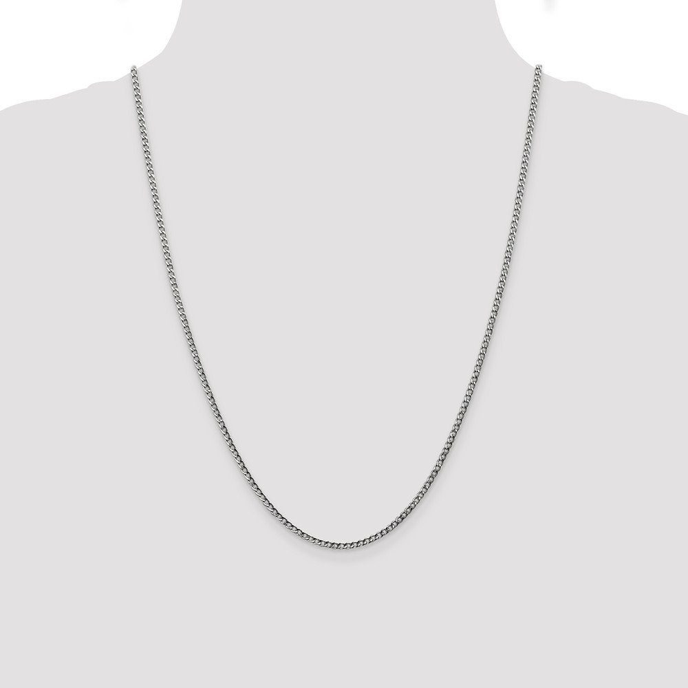 Sonia Jewels 14k White Gold 2.5mm Curb Cuban Link Chain Necklace - with Secure Lobster Lock Clasp 24"