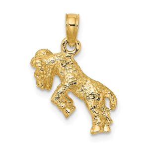 Solid 14k Yellow Gold 3-D Aries Zodiac Charm Pendant - 22mm x 8mm