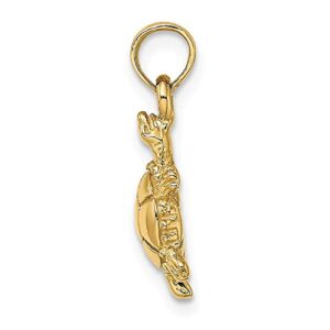 Solid 14k Yellow Gold 3-D Land Turtle Charm Pendant - 12mm x 9mm