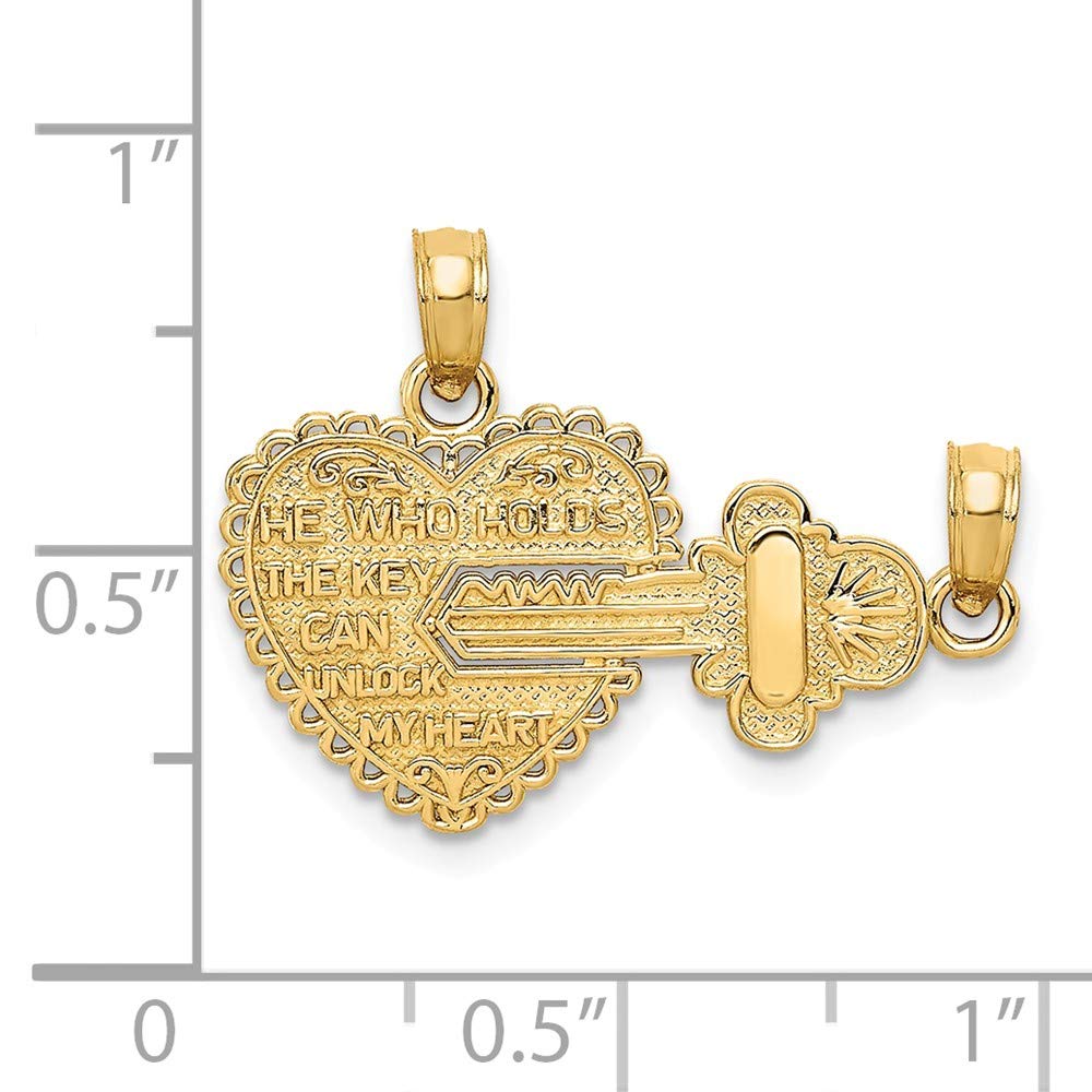 Solid 14k Yellow Gold 2 Piece Break Apart HE WHO HOLDS THE KEY Charm Pendants - 17mm x 22mm