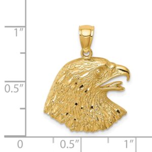 Solid 14k Yellow Gold Diamond-Cut Eagle Pendant Charm