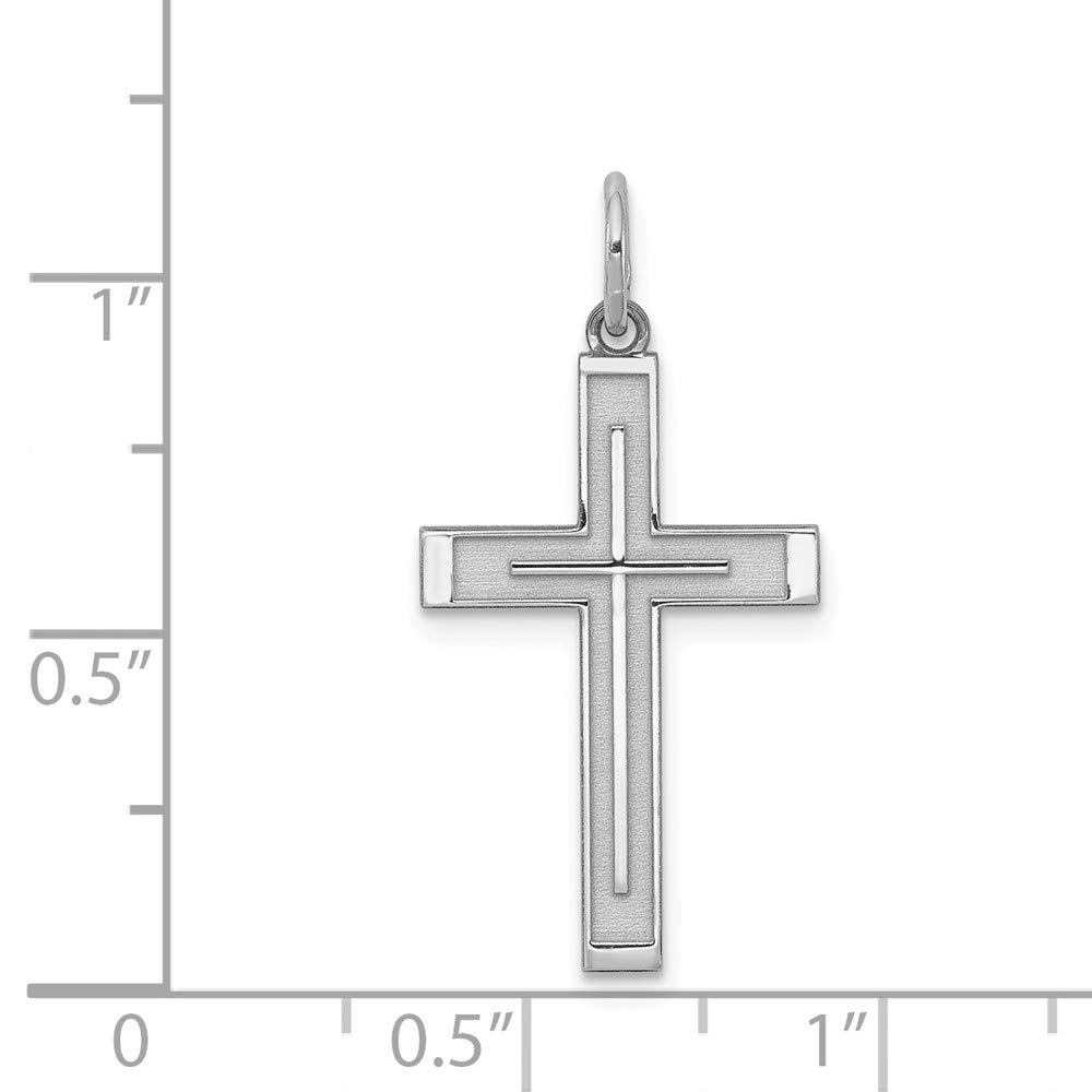 Solid 925 Sterling Silver Cross Pendant Charm - 27mm x 13mm