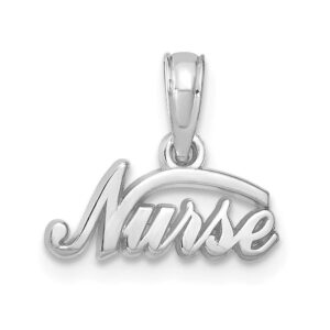 solid 14k white gold nurse pendant charm