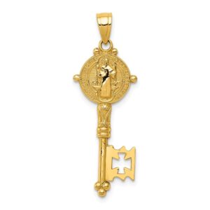 solid 14k yellow gold san benito 2-sided key pendant charm - 25mm x 11mm