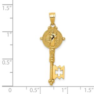 Solid 14k Yellow Gold San Benito 2-Sided Key Pendant Charm - 25mm x 11mm