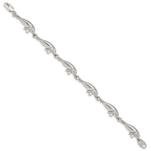 Solid 925 Sterling Silver Manatees Bracelet - with Secure Lobster Lock Clasp 7"