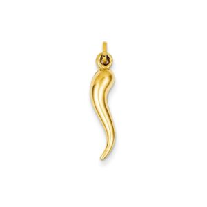 sonia jewels 14k yellow gold 3d cornicello italian horn protection charm pendant - 24mm x 6mm