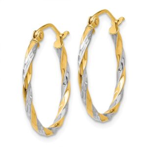 14k Yellow Gold Two Toned Twisted Hoop Earrings - 21mm x 20mm - Jewelry Gifts For Women Wife Mom