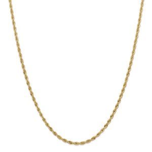 sonia jewels 14k yellow gold 3mm rope chain necklace - with secure lobster lock clasp 24"